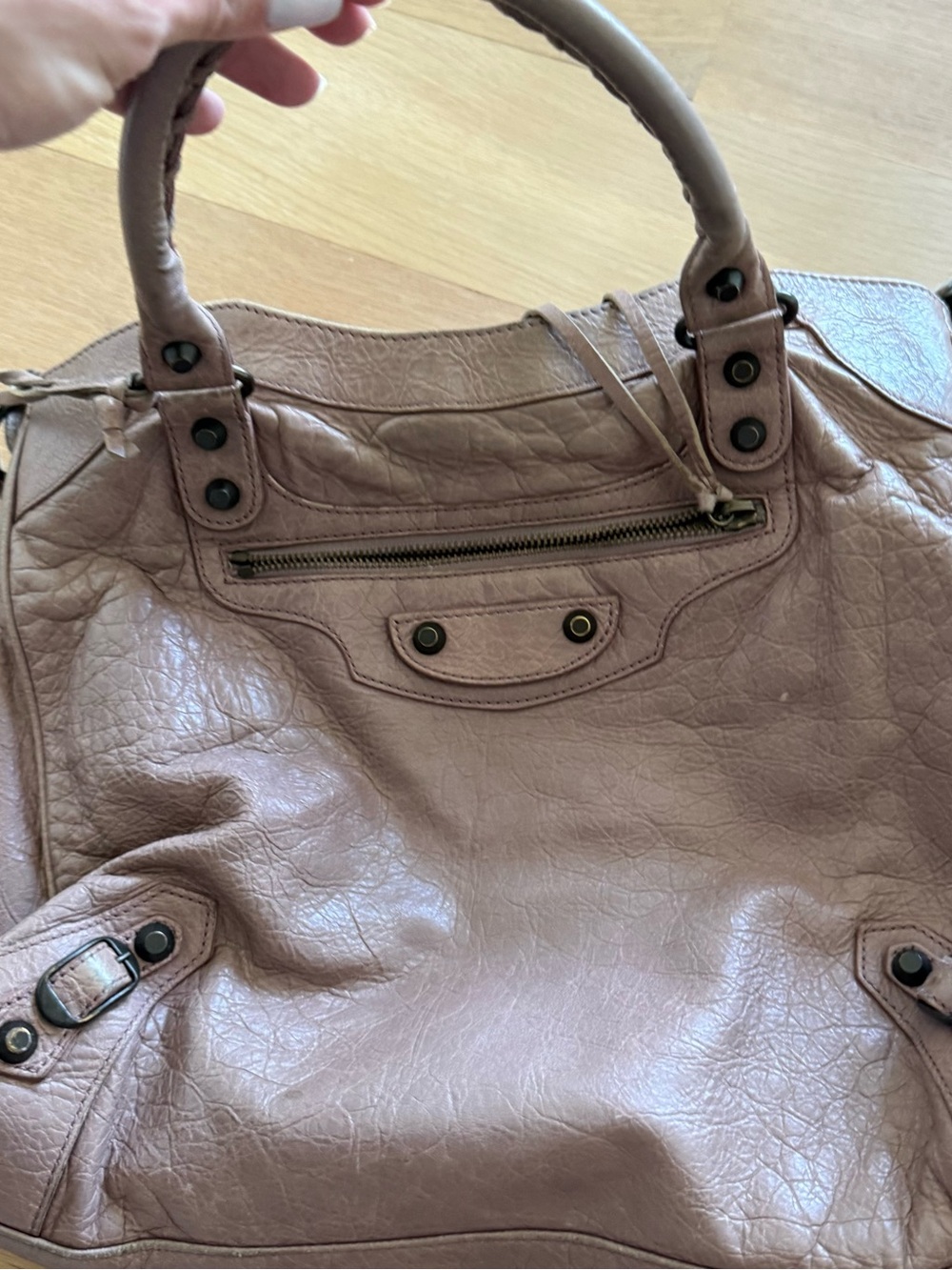 Balenciaga Dark Noix Leather Satchel with Top Handles - Picture 3 of 13